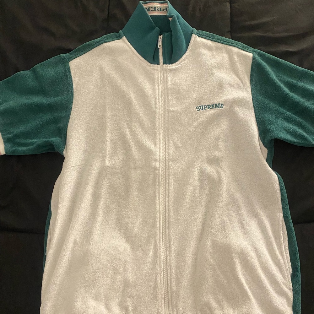 Supreme velour zip up shirt